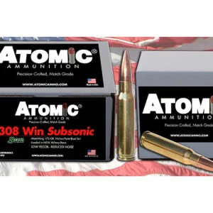 New Atomic Ammunition Match Subsonic 308 Winchester Ammo 175 Grain Sierra MatchKing Jacketed Hollow Point Box of 100 - Suppressors - Polymer80 Warehouse