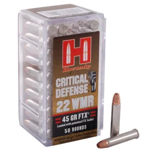 Hornady Critical Defense 22 Winchester Magnum Rimfire (WMR) Ammo 45 Grain Hornady FTX Polymer Tip - Glock Switches | Polymer80 Warehouse